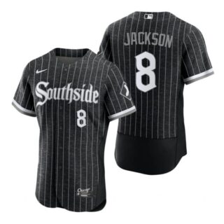 Men's Flex Base Chicago White Sox Bo Jackson 2021 City Connect Southside Jersey Black Stitched