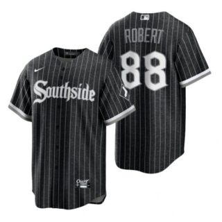 Men's Cool Base Chicago White Sox Luis Robert 2021 City Connect Southside Jersey Black Stitched