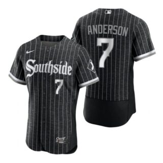 Men's Flex Base Chicago White Sox Tim Anderson 2021 City Connect Southside Jersey Black Stitched