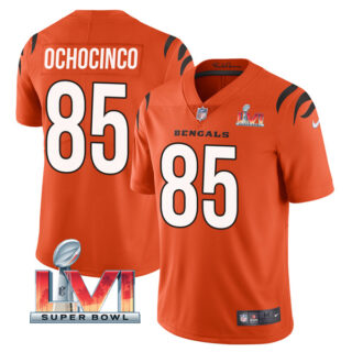 Men's Chad Johnson Cincinnati Bengals 2022 Super Bowl LVI Vapor Limited Stitched Jersey Orange