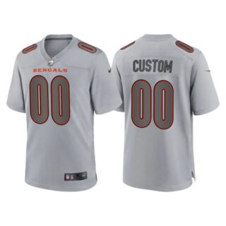 Men's Cincinnati Bengals Custom Gray Atmosphere Fashion Stitched Jersey