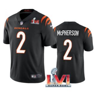 Men's Evan McPherson Cincinnati Bengals 2022 Super Bowl LVI Vapor Limited Stitched Jersey Black