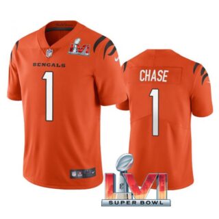Youth Ja'Marr Chase Cincinnati Bengals 2022 Super Bowl LVI Vapor Limited Stitched Jersey Orange