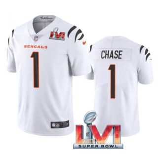 Youth Ja'Marr Chase Cincinnati Bengals 2022 Super Bowl LVI Vapor Limited Stitched Jersey White