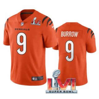 Youth Joe Burrow Cincinnati Bengals 2022 Super Bowl LVI Vapor Limited Stitched Jersey Orange