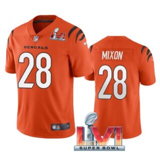 Youth Joe Mixon Cincinnati Bengals 2022 Super Bowl LVI Vapor Limited Stitched Jersey Orange