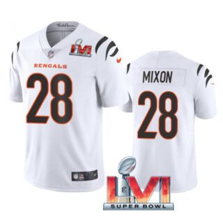 Youth Joe Mixon Cincinnati Bengals 2022 Super Bowl LVI Vapor Limited Stitched Jersey White