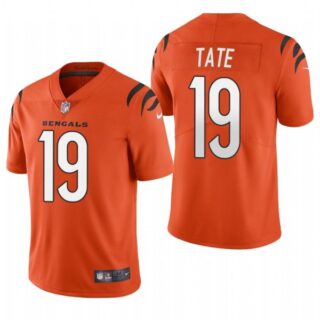 Men's #19 Auden Tate Cincinnati Bengals Vapor Limited Jersey Stitched 2021 Orange
