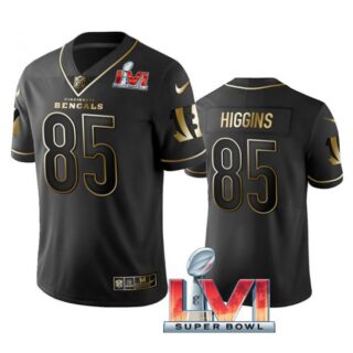 Men's Tee Higgins Cincinnati Bengals 2022 Super Bowl LVI Black Golden Stitched Jersey