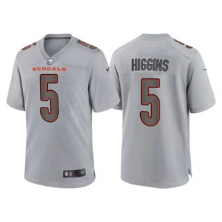 Men's Cincinnati Bengals Tee Higgins Gray Atmosphere Fashion Stitched Jersey