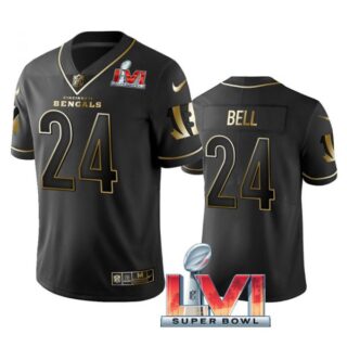Men's Vonn Bell Cincinnati Bengals 2022 Super Bowl LVI Black Golden Stitched Jersey