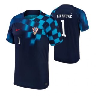 Youth Dominik Livakovic Croatia National Team Dark Blue Away Soccer Jersey 2022-23