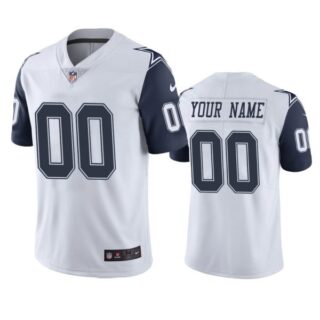 Men's Custom Dallas Cowboys White Color Rush Limited Jersey Stitched