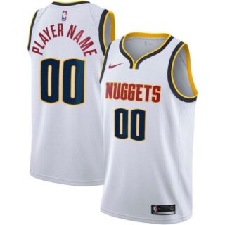 Men's Custom Denver Nuggets Basketball Jersey White