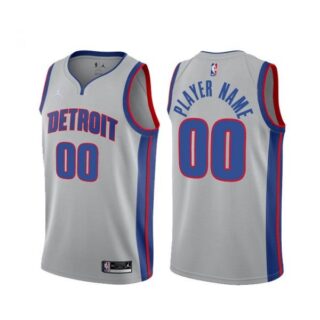 Men's Custom Detroit Pistons Basketball Jersey Sliver