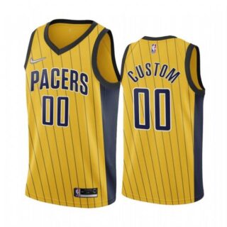 Men's Custom Indiana Pacers Basketball Jersey Gold