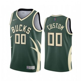 Men's Custom Milwaukee Bucks Basketball Jersey Green Earned