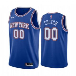 Men's Custom New York Knicks Basketball Jersey Blue
