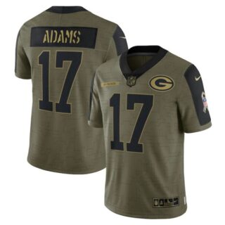 Men's #17 Davante Adams Green Bay Packers Olive 2021 Salute To Service Limited Jersey