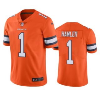 Men's K.J. Hamler Denver Broncos Limited Footbal Jersey Orange Color Rush