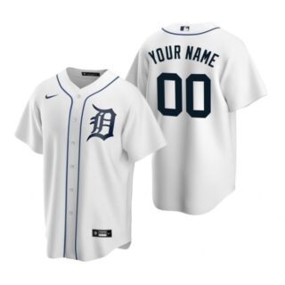 Men's Custom Detroit Tigers Cool Base Jersey White