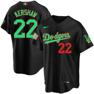 Men's Clayton Kershaw Los Angeles Dodgers Cool Base Jersey Mexican Heritage Night Mexico Black