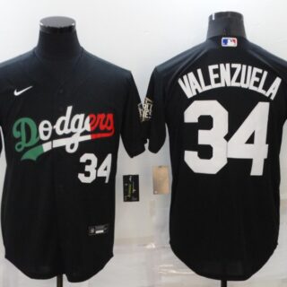 en's Los Angeles Dodgers #34 Toro Valenzuela Black Cool Base Stitched Baseball Jersey