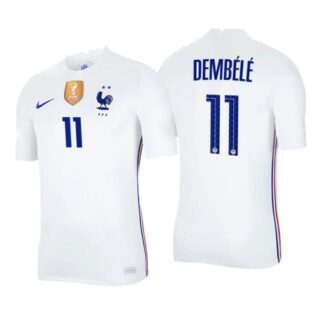 Men's Ousmane Dembele France National White Away Jersey