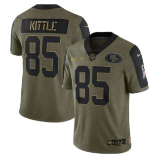 Men's #85 George Kittle San Francisco 49ers Olive 2021 Salute To Service Limited Jersey