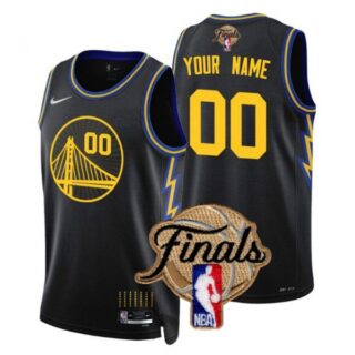 Men's Golden State Warriors Custom 2022 NBA Finals Stitched Jersey - Black