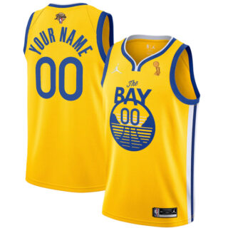 Men's Golden State Warriors Custom 2022 NBA Champions Stitched Jersey Statement Gold