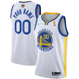 Men's Golden State Warriors Custom 2022 NBA Champions Stitched Jersey White