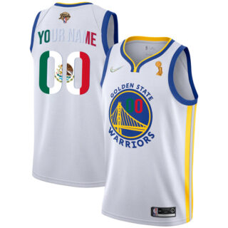 Men's Golden State Warriors Custom 2022 NBA Champions Mexico Edition Stitched Jersey White
