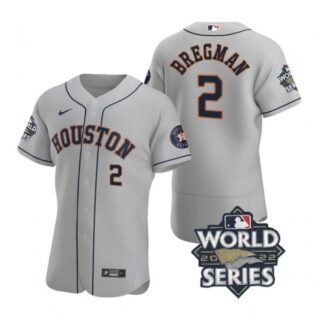 Men's Alex Bregman Houston Astros 2022 World Series Stitched Jersey Gray