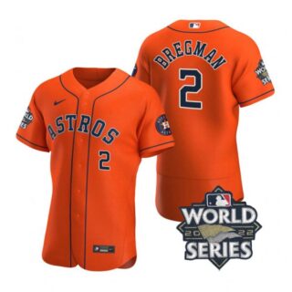 Men's Alex Bregman Houston Astros 2022 World Series Stitched Jersey Orange