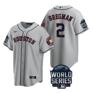 Men's Houston Astros Alex Bregman 2021 World Series Stitched Jersey Cool Base Gray