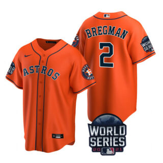 Men's Houston Astros Alex Bregman 2021 World Series Stitched Jersey Cool Base Orange