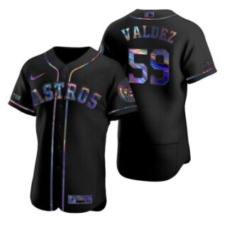 Men's Framber Valdez Houston Astros Flex Base Jersey Black Holographic