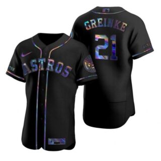 Men's Zack Greinke Houston Astros Flex Base Jersey Black Holographic