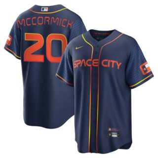 Men's Cool Base Chas McCormick Houston Astros 2022 Space City Connect Navy Stitched Jersey