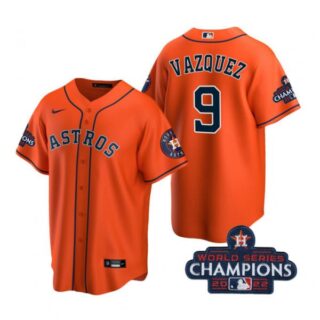 Youth Christian Vazquez Houston Astros 2022 World Series Champions Orange Stitched Jersey