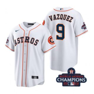 Youth Christian Vazquez Houston Astros 2022 World Series Champions White Stitched Jersey