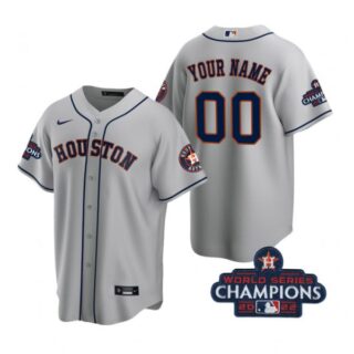 Men's Custom Houston Astros 2022 World Series Champions Gray Stitched Jersey