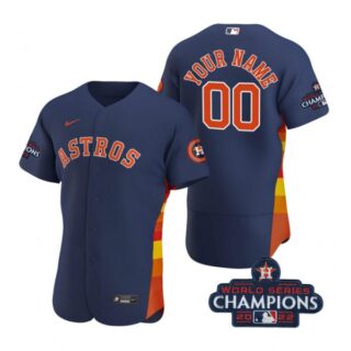 Men's Custom Houston Astros 2022 World Series Champions Stitched Navy Jersey
