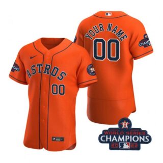 Men's Custom Houston Astros 2022 World Series Champions Stitched Orange Jersey