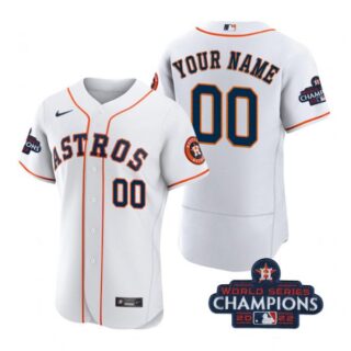 Men's Custom Houston Astros 2022 World Series Champions Stitched White Jersey