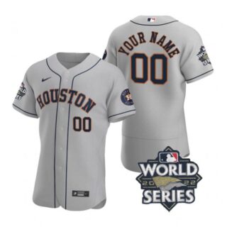 Men's Custom Houston Astros 2022 World Series Stitched Jersey Gray
