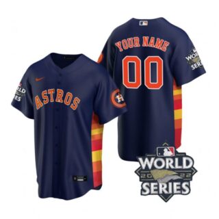 Youth Houston Astros Custom 2022 World Series Navy Alternate Stitched Jersey