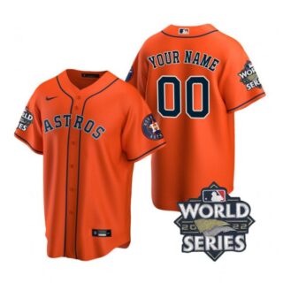 Youth Houston Astros Custom 2022 World Series Orange Alternate Stitched Jersey