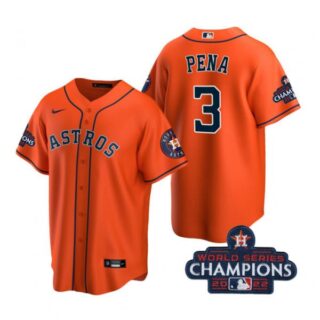 Youth Jeremy Pena Houston Astros 2022 World Series Champions Orange Stitched Jersey